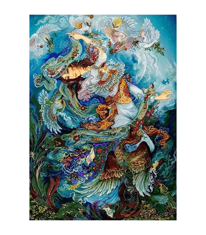 تصویر 4 از تابلو فرش طرح مینیاتور الهام گرفته از هنر ایرانی